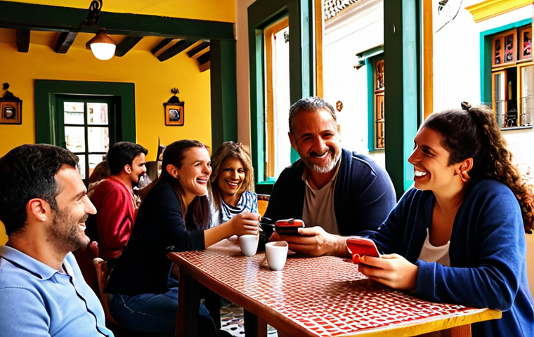 **Image Prompt 1: Authentic Portuguese Connection**
"A cozy scene inside a traditional Portuguese café, bathed in warm, natural sunlight. A small group of friends (2-3 people) are deeply engaged in conversation, laughing genuinely. Their smartphones are conspicuously absent from the table, or placed face-down, emphasizing their presence. In the background, hints of classic Portuguese architecture with colorful azulejos or a glimpse of a cobblestone street. The atmosphere is one of authentic connection, joy, and a mindful escape from digital distractions. Focus on genuine human interaction and a relaxed, unhurried pace. Volumetric lighting, soft focus."